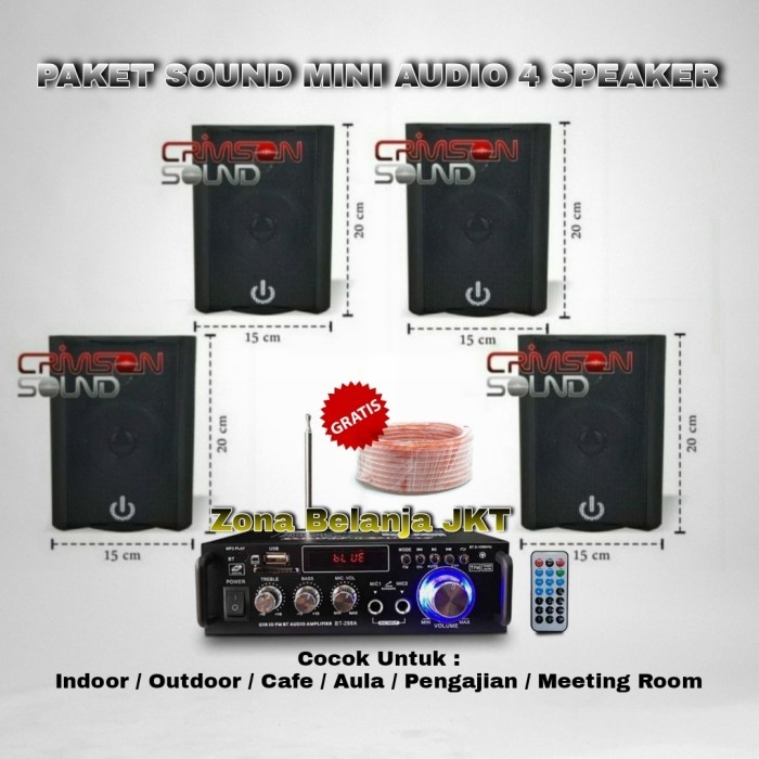Terbaru Paket Sound System Cafe Audio Amplifier Bluetooth 4 Speaker