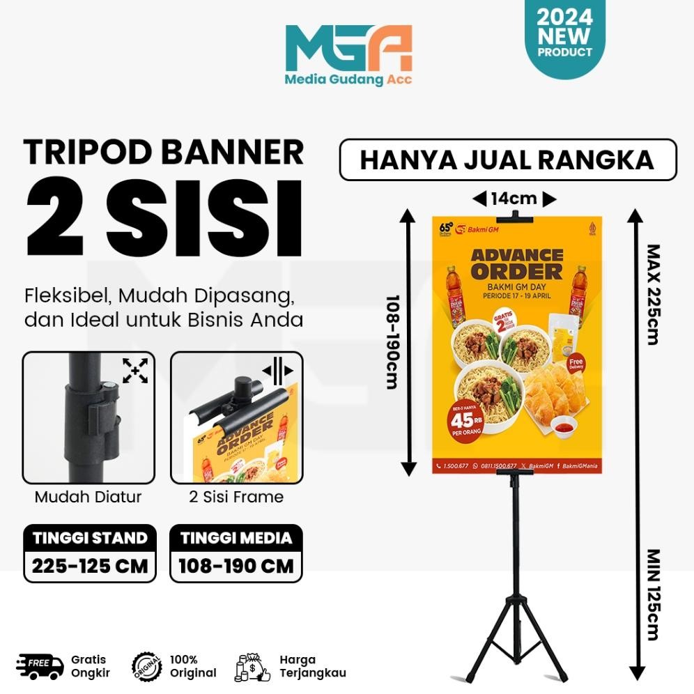 READYYY>> TRIPOD BANNER / TRIPOD STAND BANNER / TRIPOD BANNER 2 SISI DISPLAY