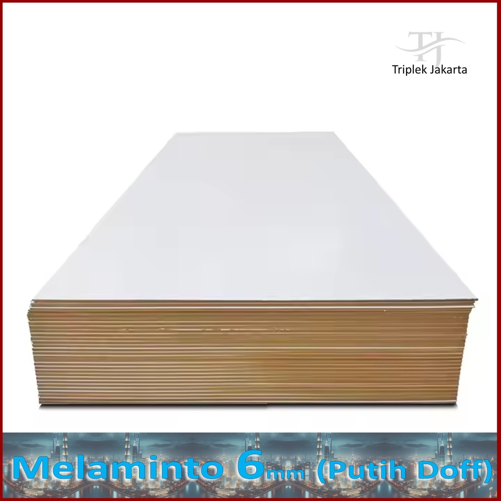 Triplek Putih Doff 1 Muka Melaminto 6mm Ukuran 40x60 cm ( Tebal 6mm | PxL 60x40 cm )