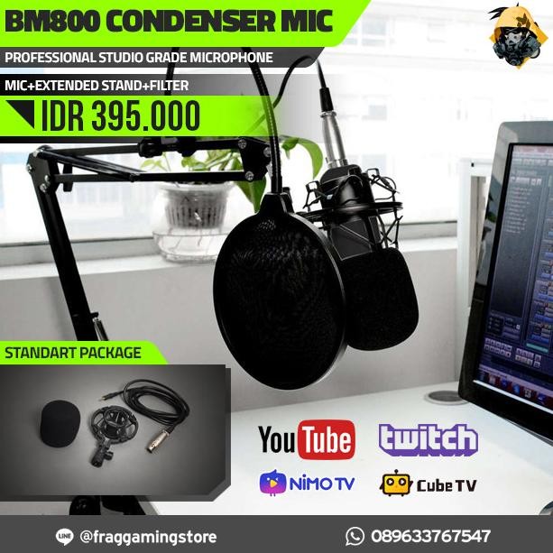 PAKET : BM800 / BM 800 / BM-800 Condenser Microphone + Stand + Filter