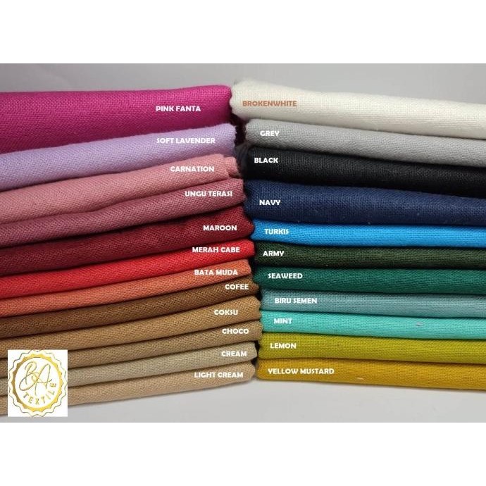 1 METER BAHAN KATUN RAMI POLOS/LINEN RAMI KUALITAS PREMIUM