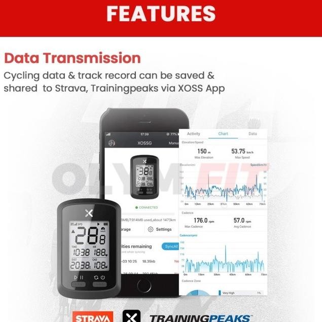 Xoss G+ Cadence Heart Rate Monitor Sensor Speedometer Sepeda