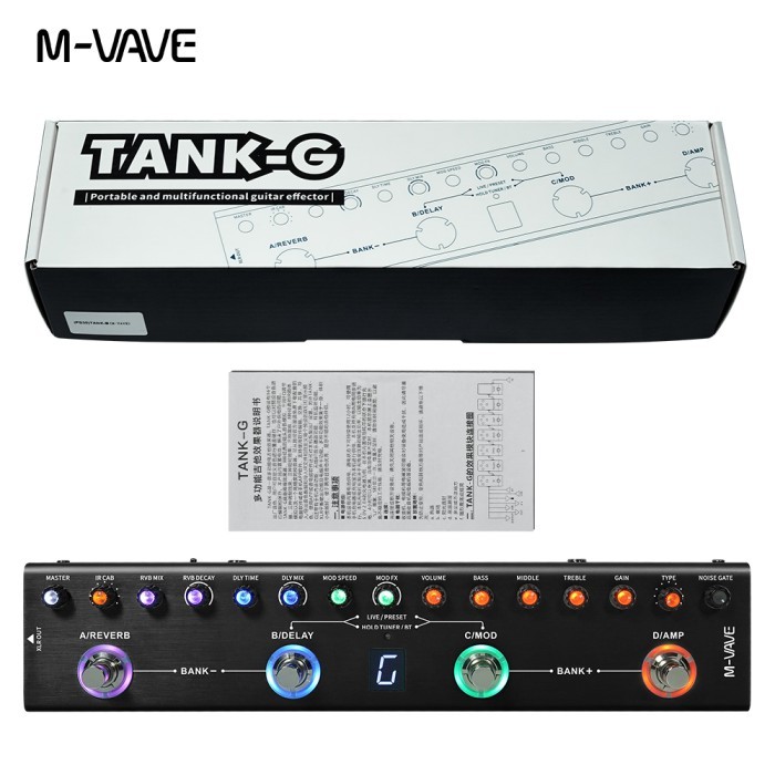 MVave m-vave Tank G strip Guitar Gitar Effect Pedal Battery Built in