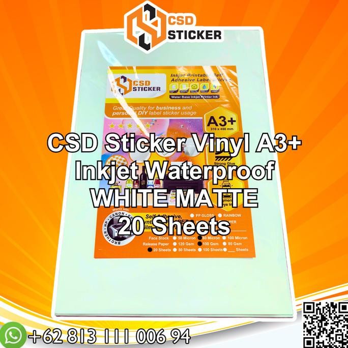 

NEW Sticker Vinyl Inkjet WHITE Matte Waterproof - A3 Per pack (20 lembar)