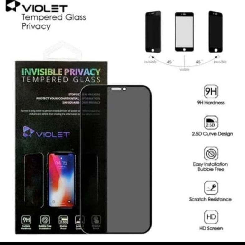 Pj - Tempered Glass  Spy Violet 5D Iphone X & Xr  & 11 & 12 & 13 &13 Pm/14/14 Pro/ 14 Pm