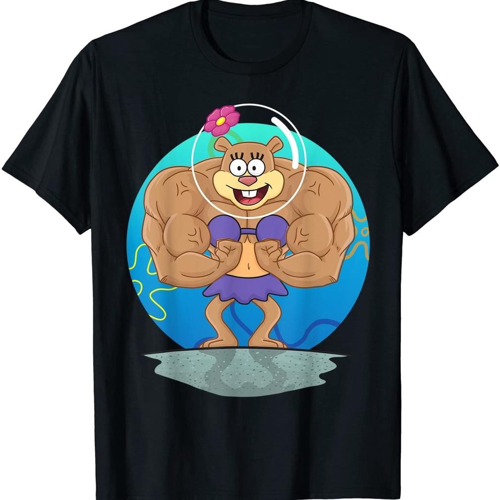 Kaos Spongebob Squarepants Sandy Cheeks Muscle T-Shirt Unisex Kaos Distro Kaos Branded Kaos Vintage 