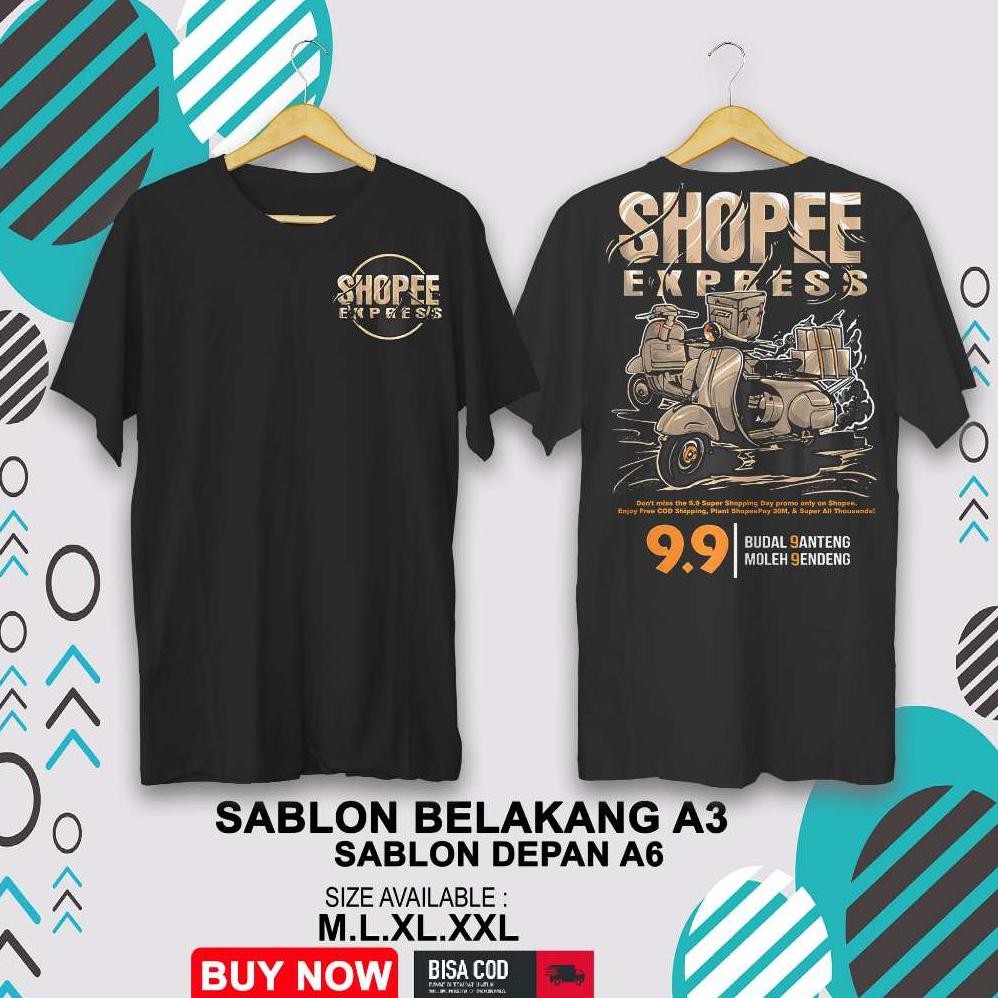 Kaos Shopee Xpress 9.9 Pria Wanita Cotton Combed 30S  T-Shirt