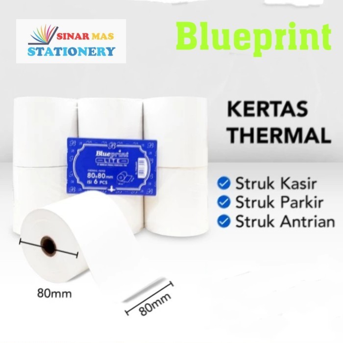 

Kertas Thermal Kasir Struk Blueprint Lite 80 Mm X 80 Mm - 1 Roll New