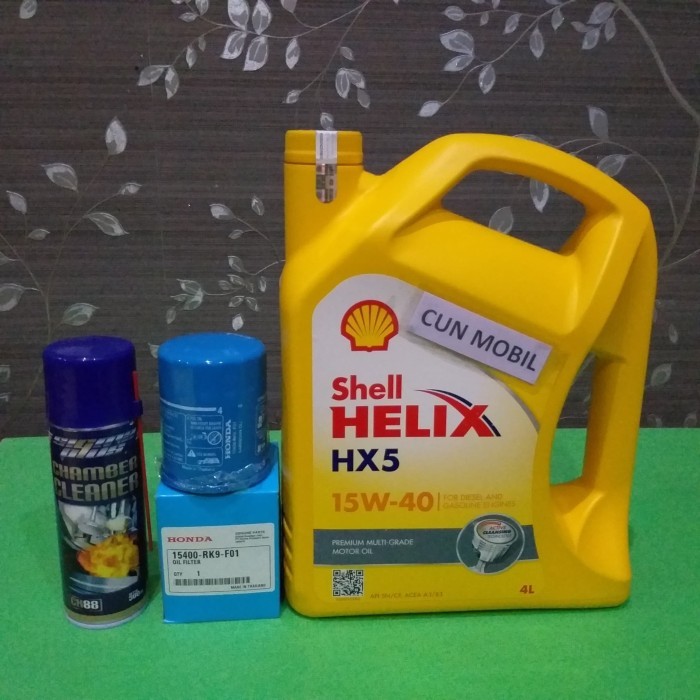 Paket Oli Mesin Shell Hx5+Filter Oli+Cleaner Sigma Jazz, Mobilio,Freed Harga Spesial