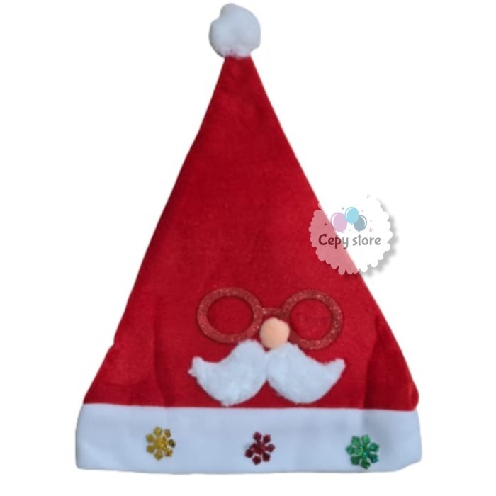 

NEW! Topi Natal / Topi Santa Clause Bludru Gambar Kumis Kacamata - Kacamata merah Limited