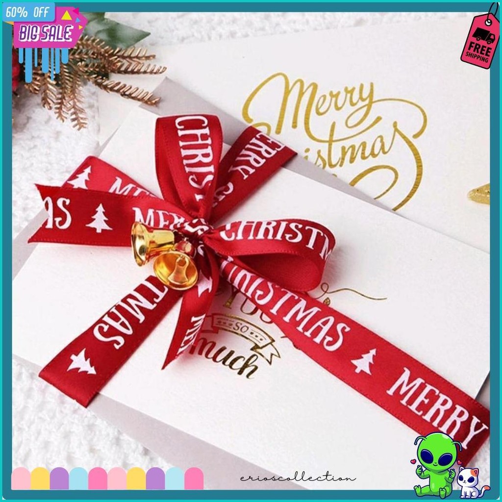 

[Roll 25 Yard Pita Natal] Pita Natal Parcel Hampers Merry Christmas / Hiasan Aksesoris Pohon Natal 2 Cm (Lagi Rame)