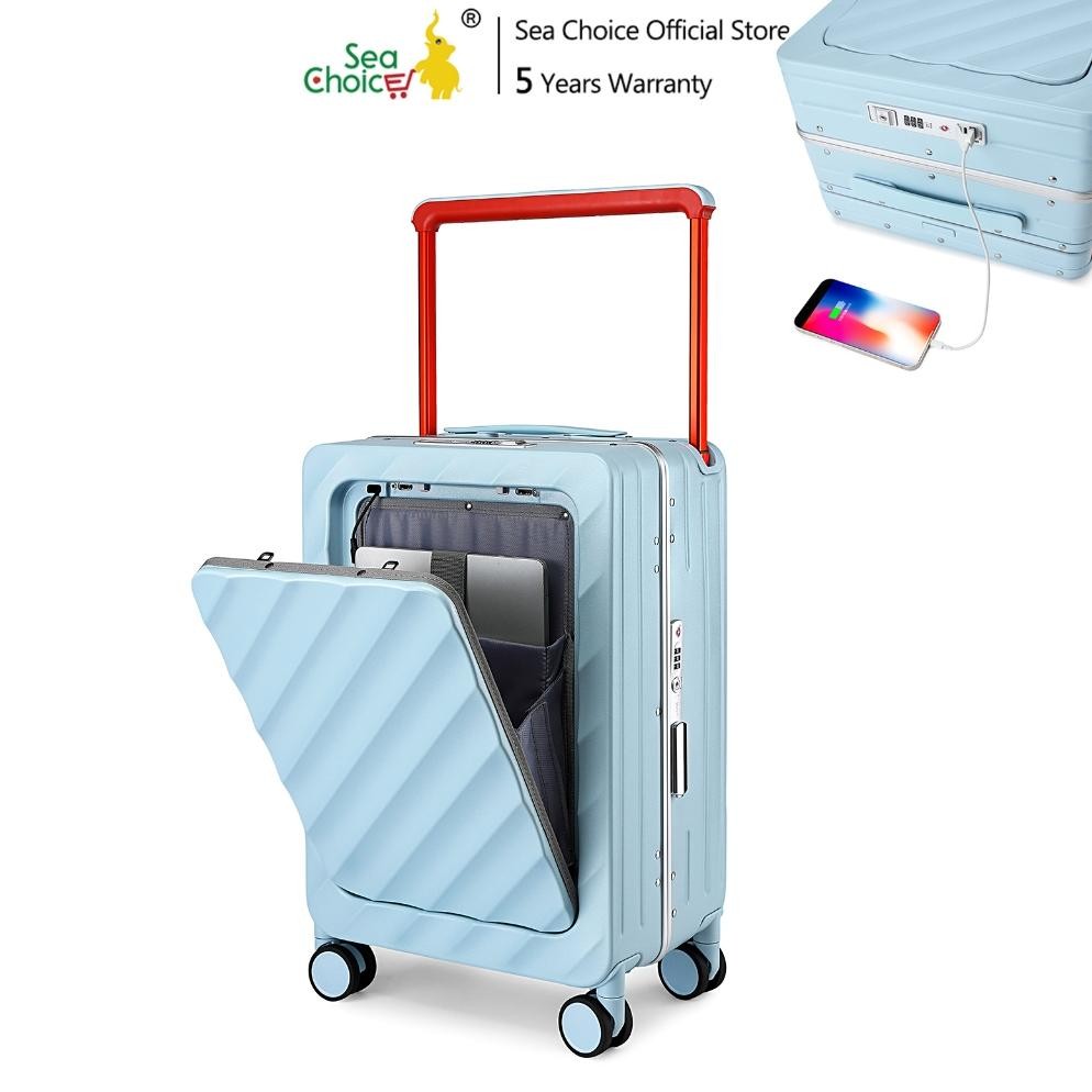 Selen Sea Choice 20 Inch Kabin Koper, Saku Laptop Depan Dengan Port Pengisian Usb, Hardshell Pc Alun