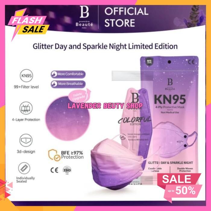 PREMIERE BEAUTE MASKER GLITTER DAY & SPARKLE NIGHT EVO KN95 X AMANDA  KUALITAS TERBAIK