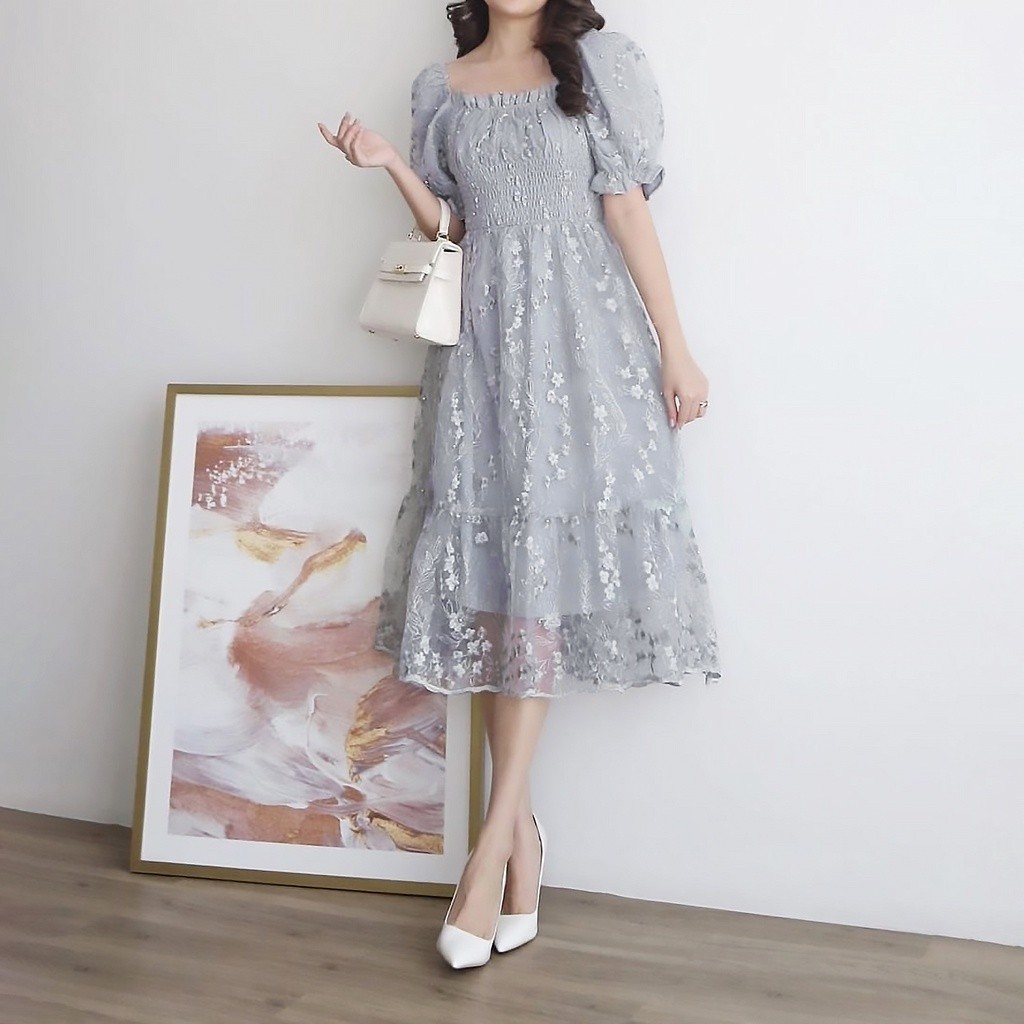 Dress Pendek Wanita Natal Selutut Korean Style Christmas Longdress Mididress  Midi Dewasa Dres Bruka