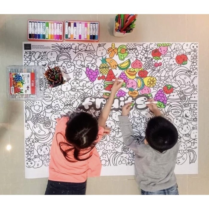 Triyper Poster Edukasi Anak Sketsa Mewarnai Jumbo Gambar Tematik Besar Lengkap