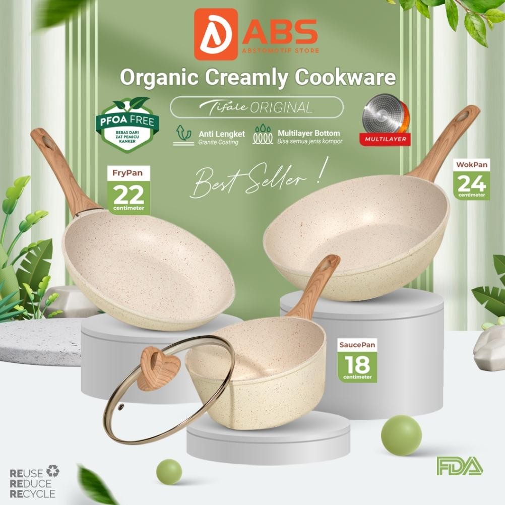 ABS Tifale 3in1 Organic Creamly Cookware Marble CoatedAnti lengket Handle Bakelite Silicone Anti Lel