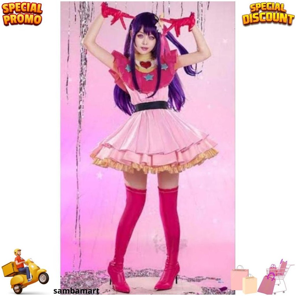 (Cod)Ready Stock Oshi No Ko Hoshino Ai Cosplay Costum Kostum D Promo 11.11