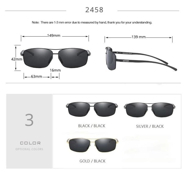 Kaca mata Cowok Pria Polarized Veithdia sport Anti UV 400 Polarized