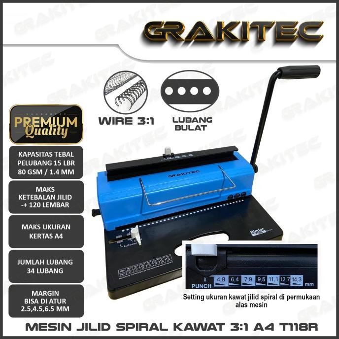 

TERMURAH - Mesin Jilid Spiral Plastik / Kawat A4 GRAKITEC