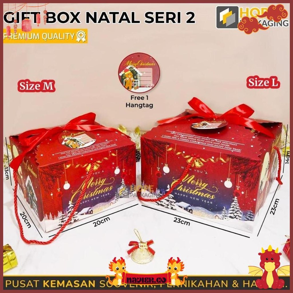 

Gift Box Natal / Hampers Natal / Kotak Hadiah Tahun Baru Plus Pita / Gabel Natal Box Bingkisan Murah