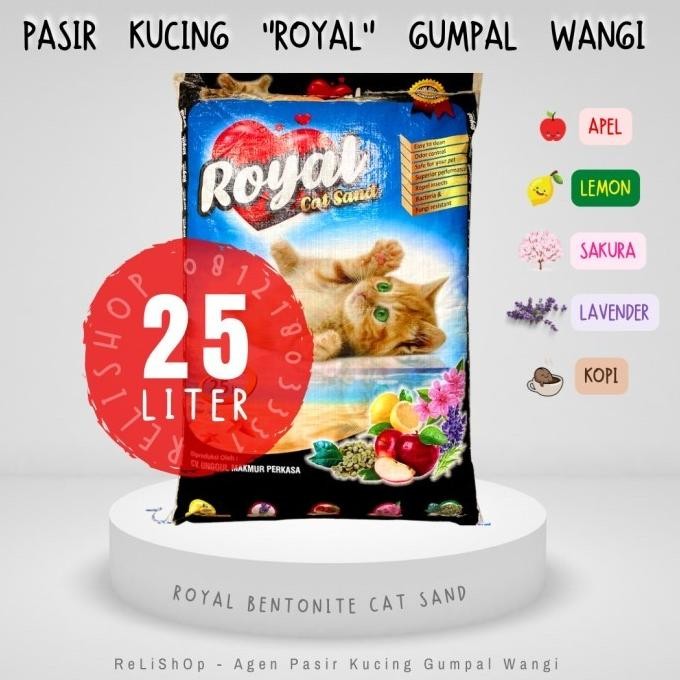 Pasir Kucing Gumpal Wangi Cat Sand Bentonite Royal Catsand 25 Liter
