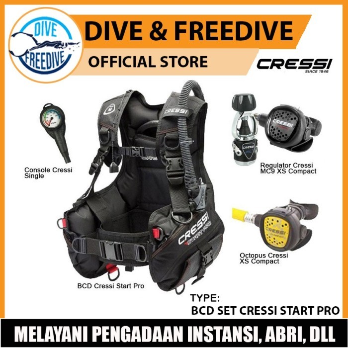 PERLENGKAPAN DIVING BCD Set Cressi Start Pro V2.0 Professional Regulator Octopus Diving READY STOK