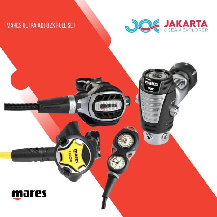 PERLENGKAPAN DIVING MARES REGULATOR ULTRA ADJ 82X FULL SET / REGULATOR DIVING / SCUBA DIVING READY