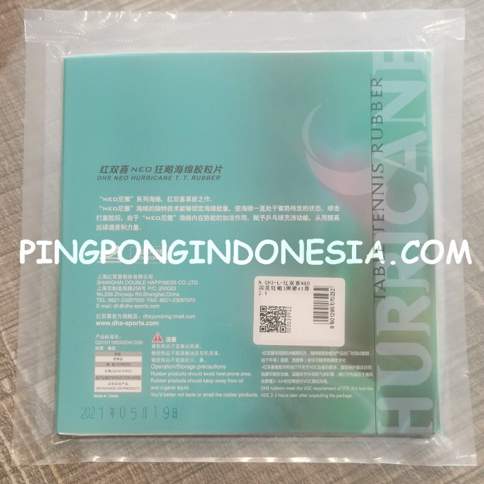Dhs Hurricane 3 Neo Soft - Rubber/Karet Pingpong Tenis Meja Bat Bet