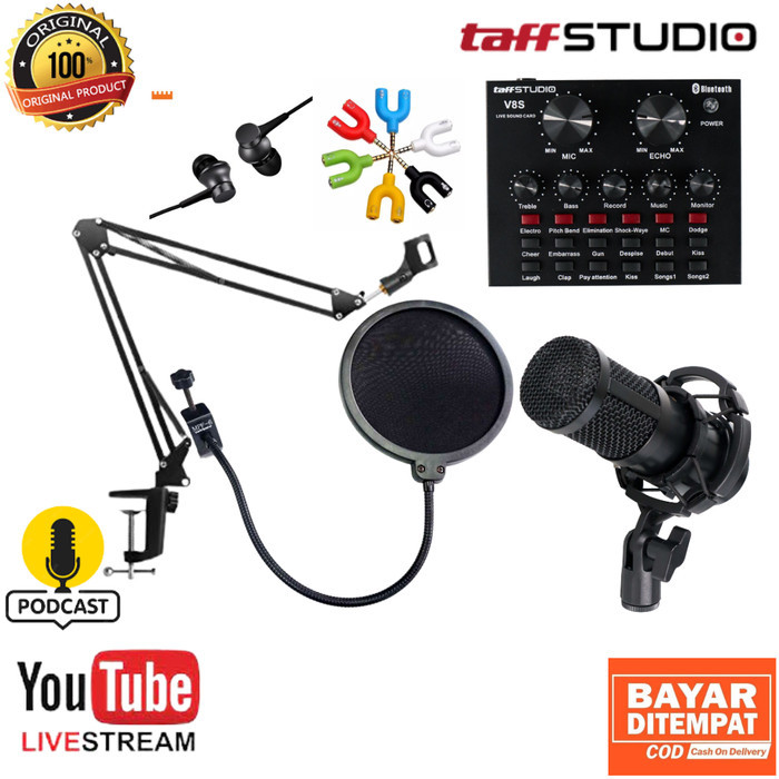 Promo Paket Lengkap Mic Bm800 Soundcard V8 Spesial Karaoke Online Smule V11