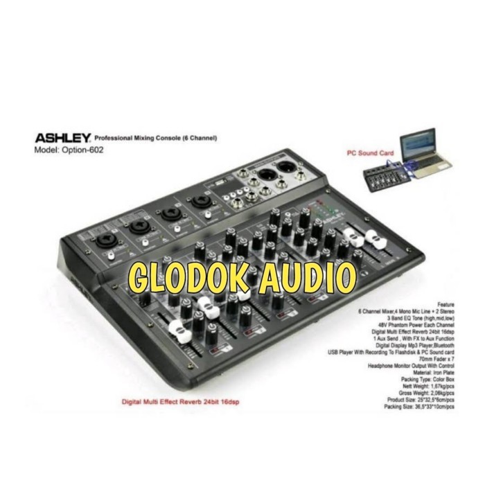 Cuci Gudang Mixer Audio Ashley Option 602 Original Mixer 6 Channel Usb-Bluetooth