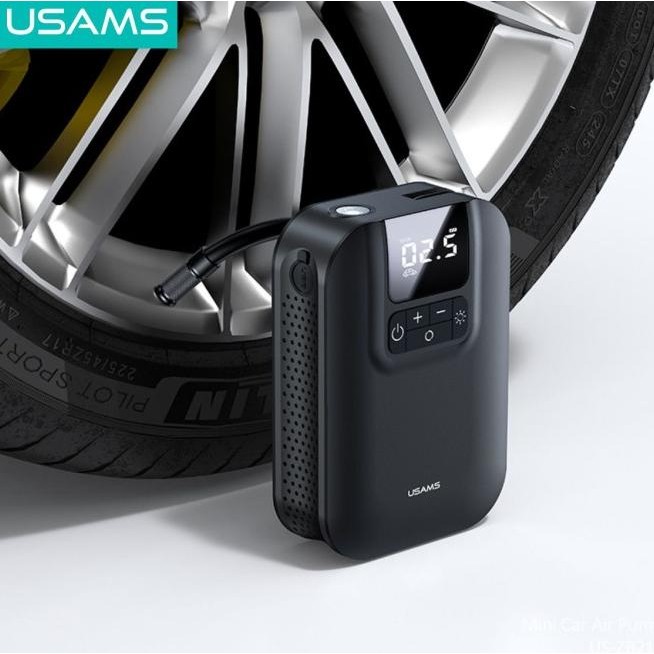 Usams Zb215 Mini Car Air Pump Portable 5000Mah Pompa Angin Ban Mobil Diskon