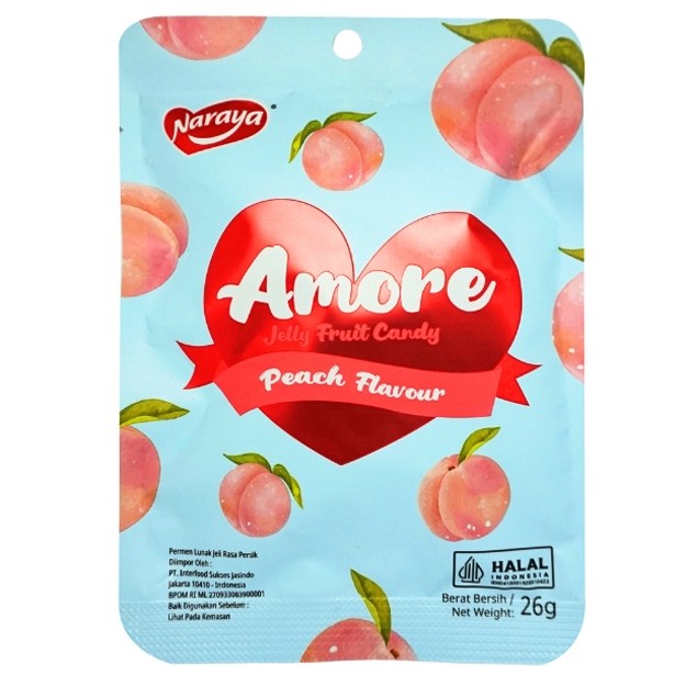 

S20889 NARAYA AMORE PEACH PERMEN JELLY 26GR MAJU BERSAMA (20250320)