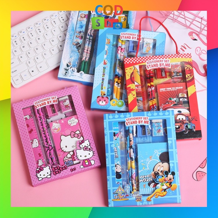 

murah COD - S5994 Stationery Set Lucu Karakter / Paket Perlengkapan Alat Tulis / Souvenir Hampers