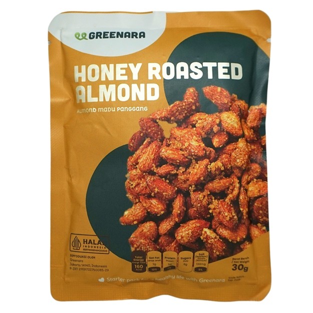 

S20498 GREENARA HONEY ROASTED KACANG ALMOND 30GR POUCH MAJU BERSAMA (20250527)