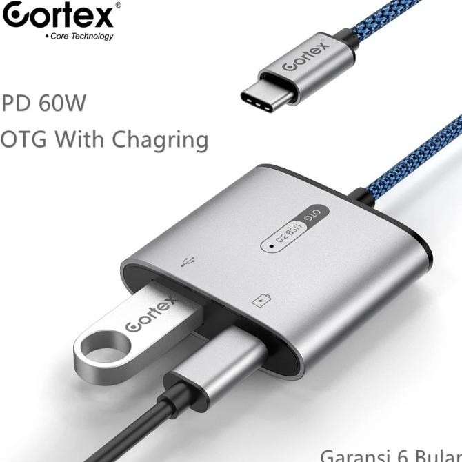 Cortex MH366 Spliter 2in1 USB-C to USB 3.0 OTG + Type-C Charging 60W