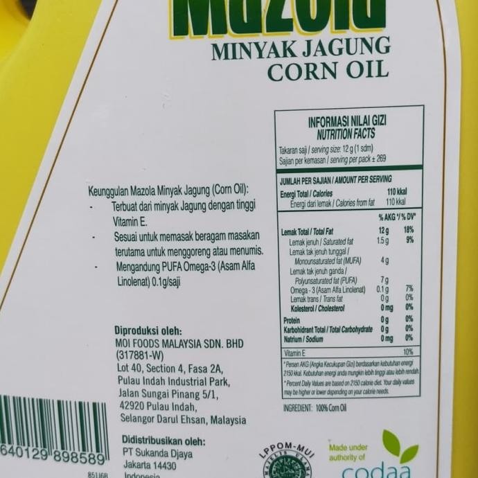 

(GOJEK) MAZOLA MINYAK JAGUNG / CORN OIL MINYAK SEHAT MAZOLA 3,5L