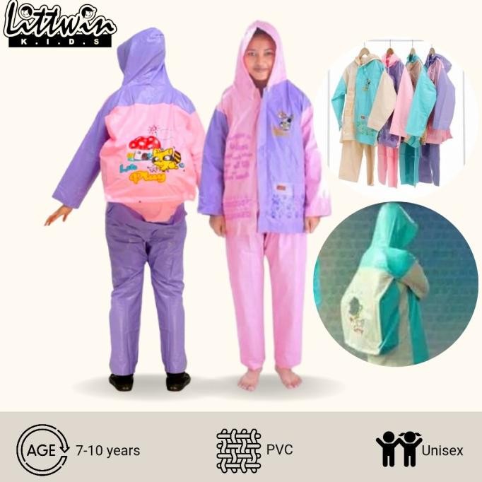 (7-10 TAHUN) SETELAN JAS HUJAN ANAK RANSEL / JAS HUJAN BACKPACK ANAK