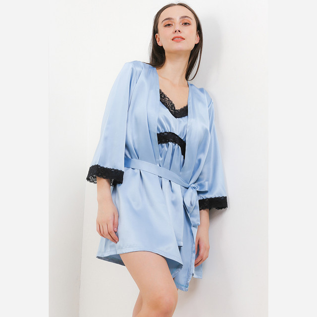 Anne Wintours Kimono Satin Silk Set Seksi Sexy Dress Tanktop Sleepwear Wanita
