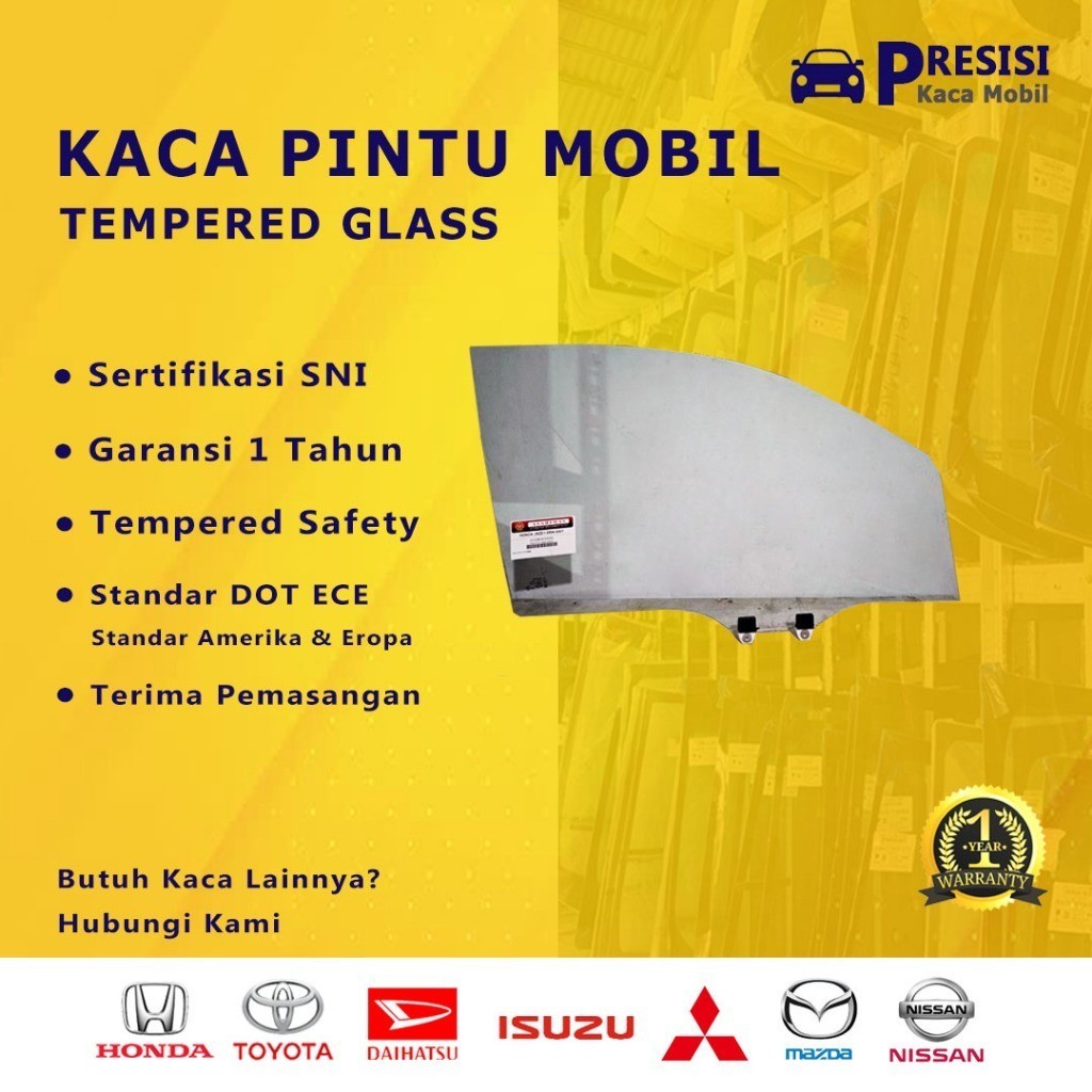 Kaca Pintu Belakang Kiri Mobil Toyota Hilux Pickup 15- (Revo) SNI