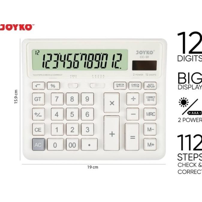 

TERSEDIA KALKULATOR CHECK & CORRECT JOYKO CC-59 - CALCULATOR DESKTOP CC59 JUMBO