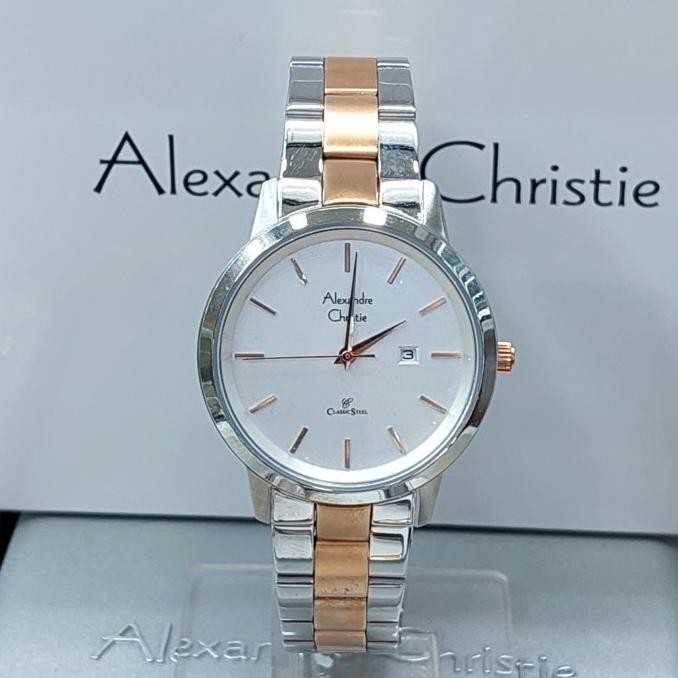 ALEXANDRE CHRISTIE AC8645 AC 8645 SILVER ROSEGOLD JAM WANITA ORIGINAL