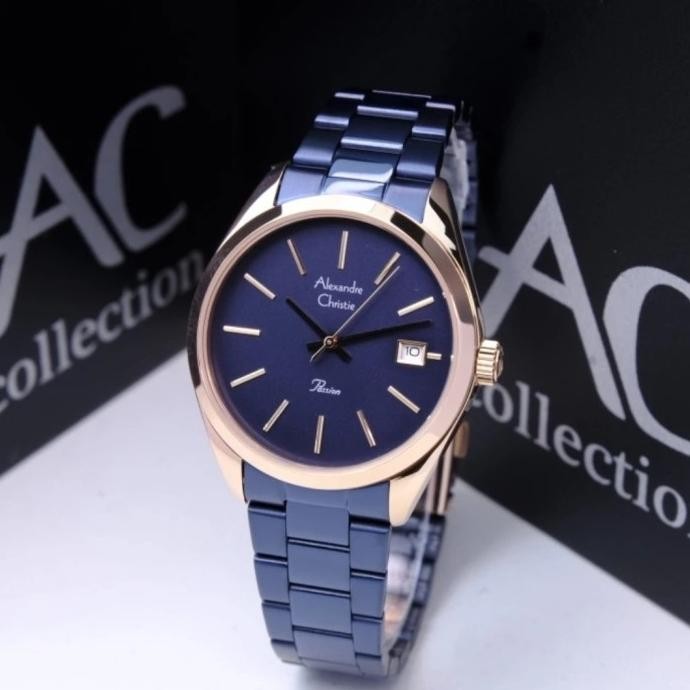 ALEXANDRE CHRISTIE AC2839 AC 2839 BLUE ROSEGOLD JAM WANITA