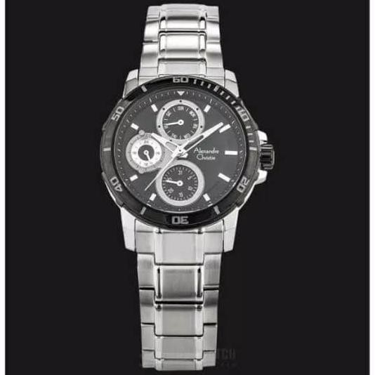 ALEXANDRE CHRISTIE AC6473 AC 6473 SILVER BLACK WANITA JAM TANGAN ORI