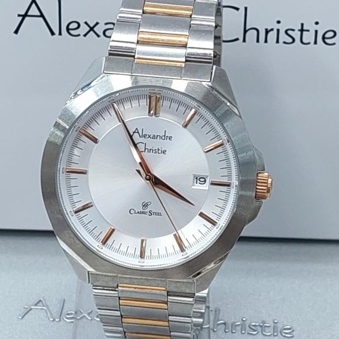 ALEXANDRE CHRISTIE AC8596 AC 8596 SILVER ROSE GOLD JAM TANGAN Pria