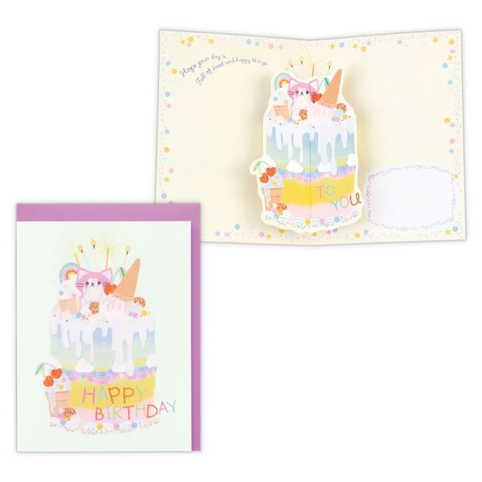 Greeting Card- Hallmark- Cat Decorated Birthday Cake-3D Pop-Up Card- Jp Stok Terbatas