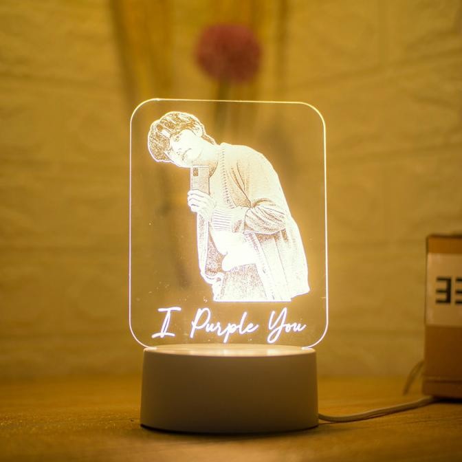Lampu Tidur Hias Akrilik 3D CUSTOM FOTO V Taehyung - BTS ZS01