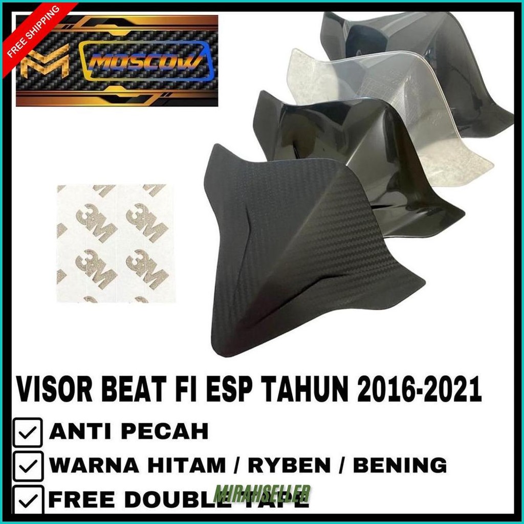 Visor Honda Beat 2016 - 2022 Visor New Honda Beat Fi Esp Injeksi Deluxe Set Lem 3M Perekat Plug And 