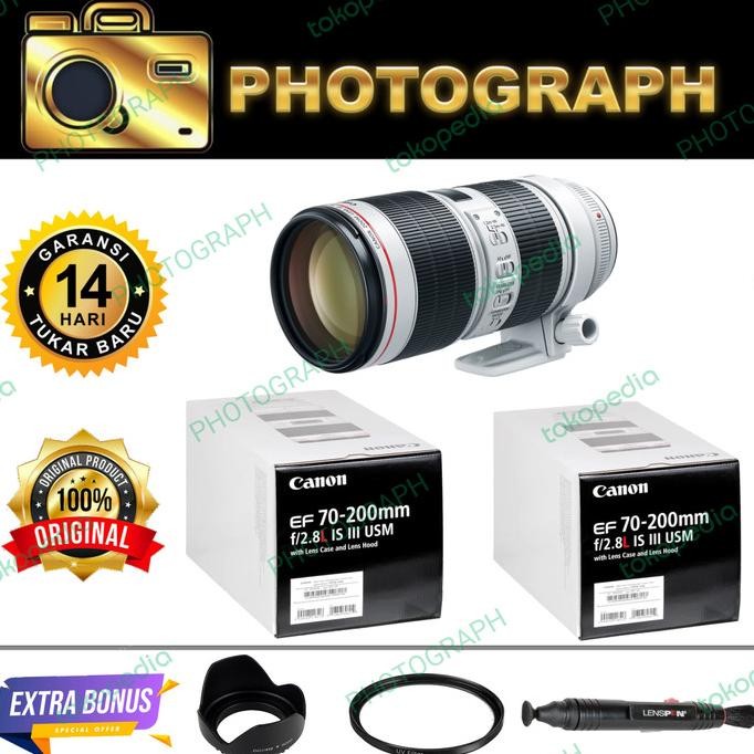 Lensa Canon Ef 70-200Mm F2.8 L Is Iii Usm / Canon 70-200 F2.8 Iii Usm Original