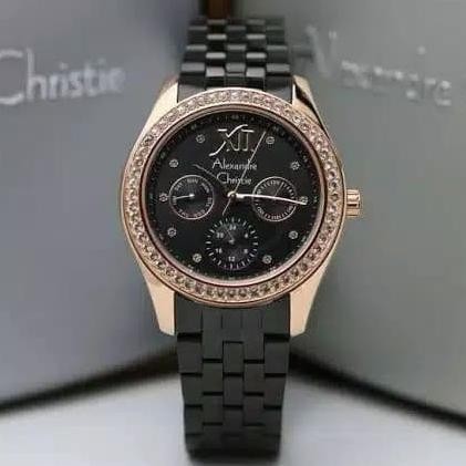 ALEXANDRE CHRISTIE AC2496 AC 2496 Black Rosegold Jam Tangan Wanita Original
