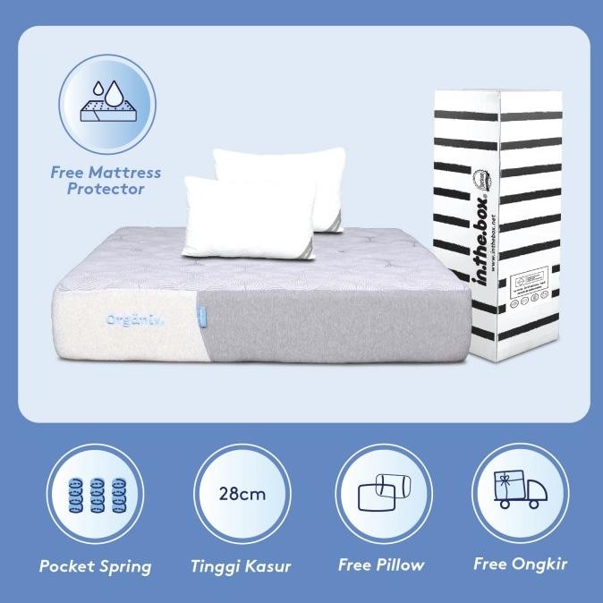 Kasur Busa Latex Inthebox Organix Hybrid 160x200 - Free bantal